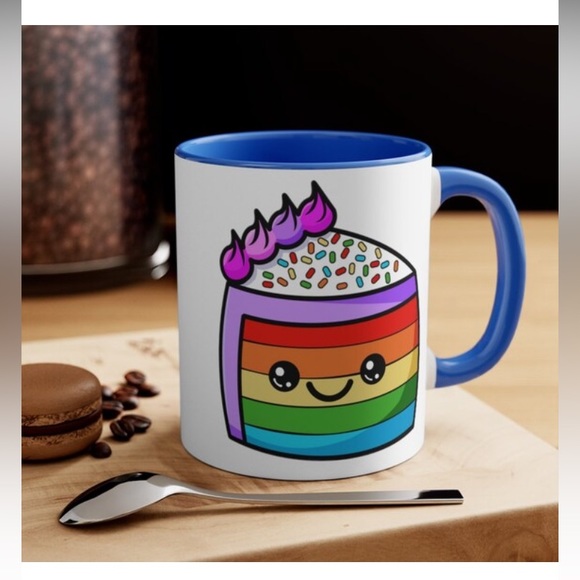🌈🍰Kawaii Rainbow Cake Coffee Mug - Picture 3 of 4